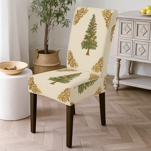 Housse de chaise Noël extensible pour rénover et masquer les sièges usés