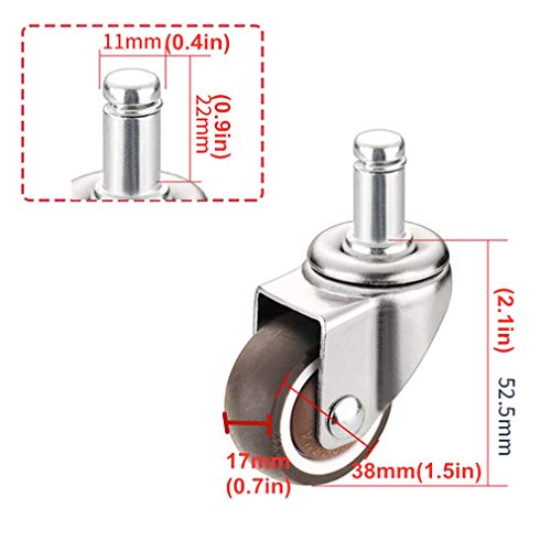 Roulettes pivotantes robustes (lot de 5) en caoutchouc pour chaise de bureau et meubles - 3