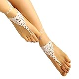 Handmade Beach Wedding Barefoot Sandals, White...