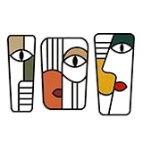 Pinetree Art Abstract Face Metal Wall Art Picasso Cubism-Inspired Wall Decor Modern Minimalism Line Mask Wall Sculpture for Home Office Living Room (Face C)