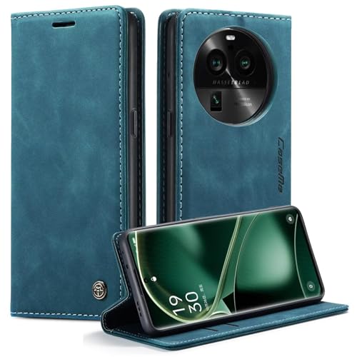 Belzsxy Handyhülle für Oppo Find X6 Hülle Premium Lederhülle Klappbar Flip Hülle Tasche Magnet Kartenfach Standfunktion Klapphülle Schutzhülle für Oppo Find X6, Blaugrün