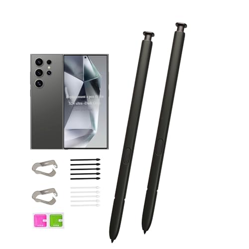 [Two pcs spen] s24 Ultra Stylus Pen Replacement with 0.7mm Tips,(no Bluetooth,no Air Command) Galaxy s24 Ultra Pen Replacement s Pen Parts for Samsung Galaxy s24 Ultra 5G. (Dark Gray)