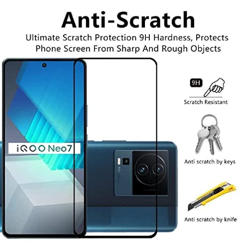 Image of ZARALA Tempered Glass Screen Protector Compatible For Iqoo Neo 7 5G, Iqoo 11 5G And Iqoo 9T 5G (Black) With Edge To Edge Coverage And Easy Installation Kit For Cellphone(Iqoo Neo 7 5G)
