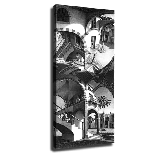 M.C. Escher High And Low Canvas Poster 08x16