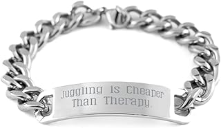 Unique Juggling, Juggling is Cheaper Than Therapy, Fun Holiday Cuban Chain Bracelet from Friends