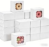 Mokolife 50 Stk Kraftpapier Gebäckschachtel mit Sichtfenster Bäckerei Boxen 10.2x10.2x6.3cm f. Donut, Cupcake, Cookies, kleine Geschenk,Gebäck,Kekse,Muffin
