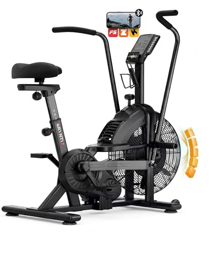 Eryntix Dual Resistance Air Bike, Magnetic & Air Fan Bike with APP Connection, ISCC PLUS Certified, Dual-Action Handlebars for Home Gym HIIT Cardio Full Body Workout (350LBS Capacity Black)