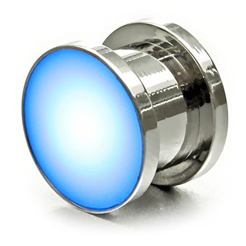 Ucult Leuchtender Ohr-Plug/LED Flesh Tunnel Plug Ohr Piercing Länge 8 mm, Farbe Blau