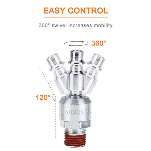 1/4" Swivel Air Plug, Sungator 6-Pack Industrial Swivel Coupler And Plug, 1/4-Inch Npt Male Thread, Air Hose Fittings #TOP1