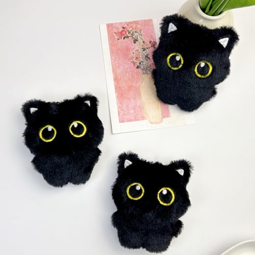 MooGlamor 3 peças de brinquedos interativos fofos para gatos pretos com olhos grandes e macios de 9,