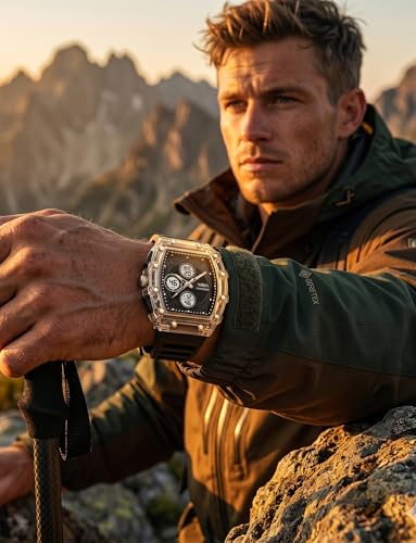 Image of V2A Impact-TERRAX 3105 Analog-Digital Watch for Men | Bold Tonneau Design with Multi-Display Dial | 50M Waterproof Sports Watch | Countdown, Alarm & Stopwatch