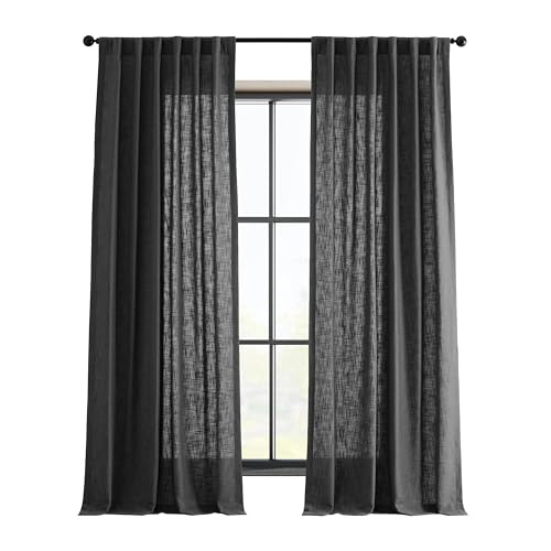 HPD Half Price Drapes Premium Heavy Faux Linen Curtains for Living Room (1 Panel), 50W x 108L Light Filtering Curtains 108 Inches Long Window Curtains for Bedroom, Slate Grey