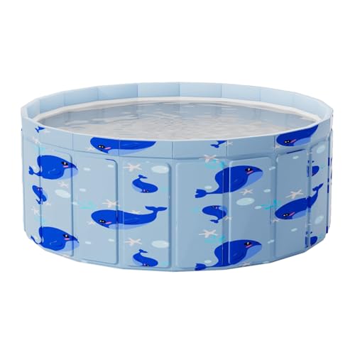Foldable Kids Wading Pool, Portable Paddling Pool for Dogs, Non-Slip PVC Kiddie Pool for Boys Girls, Non-Inflatable Dog Cat Bathing Tub for Garden Lawn Patio Bathroom, 90CM