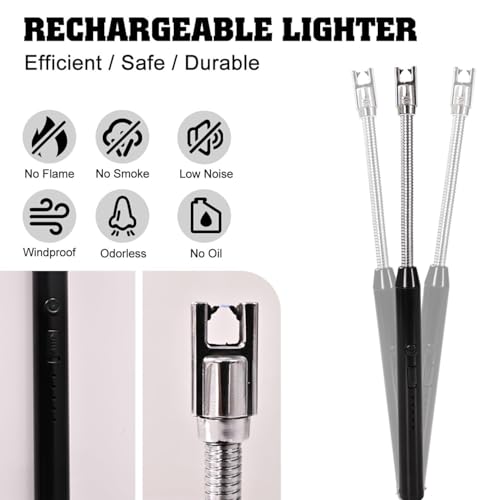 Image of Rechargeable Electric Gas Lighter with 360 Flexible Neck | Windproof Plasma Arc USB Lighter for Gas Stove, Candles & Pooja | Smart Kitchen Gadget for Smart Peoples