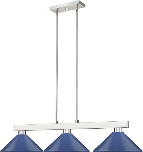 Miniatura 4 de Z-Lite 152BN-MNB - Colgante de cobalto, 3 luces, 300 vatios totales, níquel cepillado