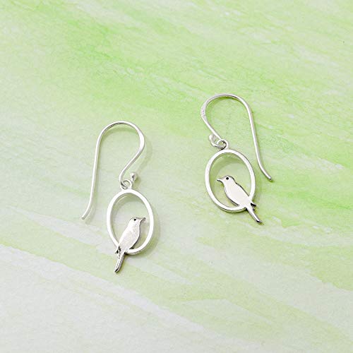 Boma Jewelry Sterling Silver Bird On A Perch Oval Dangle Earrings3