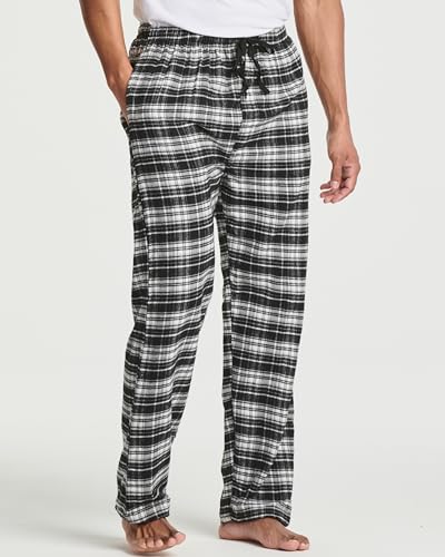 Real Essentials 3 Pack: Men's Pajama Pants - Knit Cotton Flannel Plaid Lounge Bottoms (Available In Big & Tall) - Set 2, 3X2