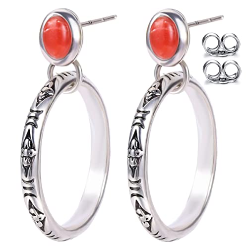 Colloca Orange Spiny Oyster Earrings For Women Girls, Orange Dangle Hoop Earrings, Jewelry Gifts Box Included #TOP24