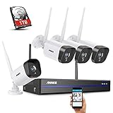 【1080P Full-HD-Auflösung】 Der 8CH drahtlose 5MP NVR funktioniert perfekt mit einer wetterfesten 4-teiligen 1080P-Überwachungskamera. Egal, ob drinnen oder draußen, Sie erhalten ein scharfes und gestochen scharfes Bild. Die klare Nachtsicht mit 18-teiligen integrierten Infrarot-SMD-LEDs deckt bis zu 100 Fuß ab.