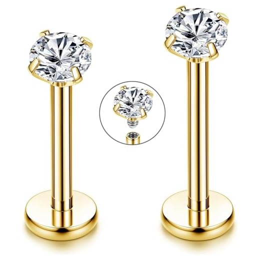 Chriscoco 16G Piercing Labio de G23 Titanio Piercing Tragus CZ Ópalo Labret Monroe Cartílago Helix Piercing Oreja para Mujeres Hombres 6mm 8mm