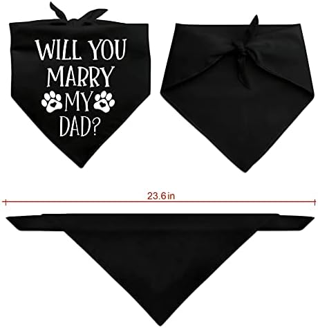 easycozy Funny Wedding Black Pet Dog Bandana Scarf, Will You Marry My Dad Dog Engagement Announcement Dog Bandana Wedding Photo Prop Pet Accessories for Dog Lovers Owner Gift