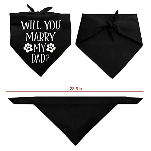 Family Kitchen Funny Wedding Black Pet Dog Bandana Scarf, Will You Marry My Dad Dog Engagement Announcement Dog Bandana Wedding Photo Prop Pet Accessories For Dog Lovers Owner Gift #TOP3