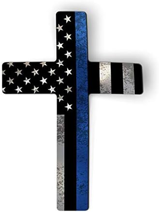 Blue Line Police Cross - 6" Magnet for Car Locker Refrigerator