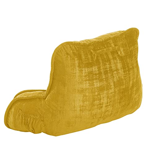 Home Soft Things Textured Velvet Bedrest Reading Pillow With Diy Filling, Need Assembly, Backrest Armrest Pillow Chair Back Support For Sitting Up In Bed, Sulphur, 20" X 18" X 17" #TOP3