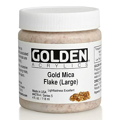 Golden Artist Colors 4 Oz Heavy Body Interference Color Acrylic Paint Color Gold Mica Flake(Large), Yellow