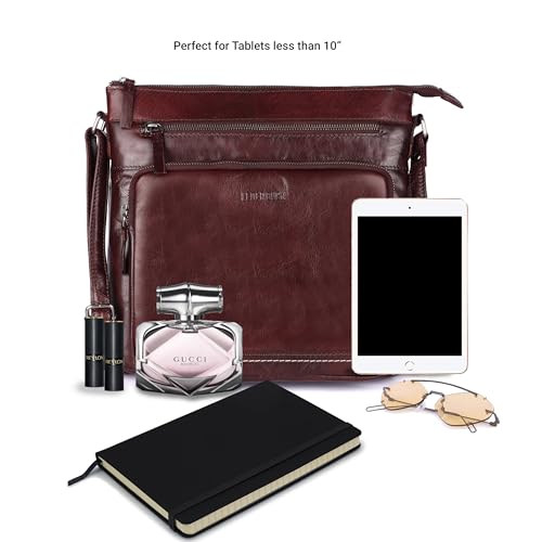 Image of LEDERBUCK Olga Women's Extra-Large Genuine Leather Crossbody Purse - Soft Triple-Zip Shoulder Bag