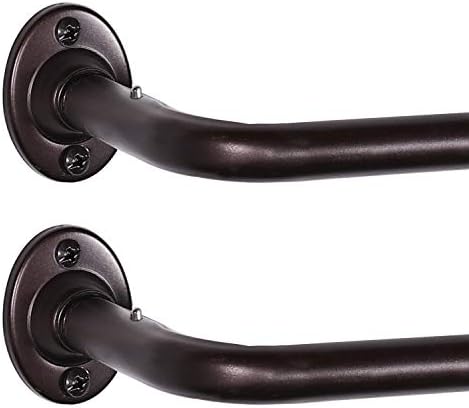 Turquoize 2 Pack Wrap Around Curtain Rods For Windows 28 to 48 inch Single Curtain Rods Bronze Curtain Rod Set Wrap Curtain Rods for Blackout Room Darkening Curtains, 28-48 Inch, Bronze, 2 Pack