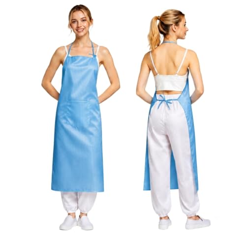 DihKoshan Anti-Static Cleanroom Apron ESD Protective Work Apron (Blue)