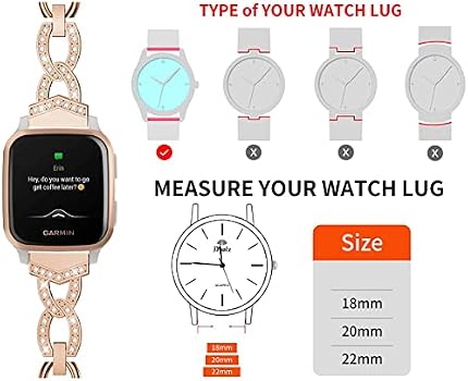 Aliwisdom bracelet de Montre Brillant 18mm 20mm 22mm pour Aliwisdom bracelet de Montre Brillant 18mm 20mm 22mm pour