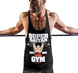 Stylotex Stringer Fitness Tank Top Super Saiyan Gym est. 1991 Herren Gym Tshirts für Performance beim Training | Männer ärmellos | Funktionelle Sport Bekleidung, Farbe:schwarz, Größe:S