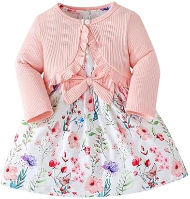 Rosibel Toddler Girls Pink Dress & Cotton Cardigan Set – 12-18 Months