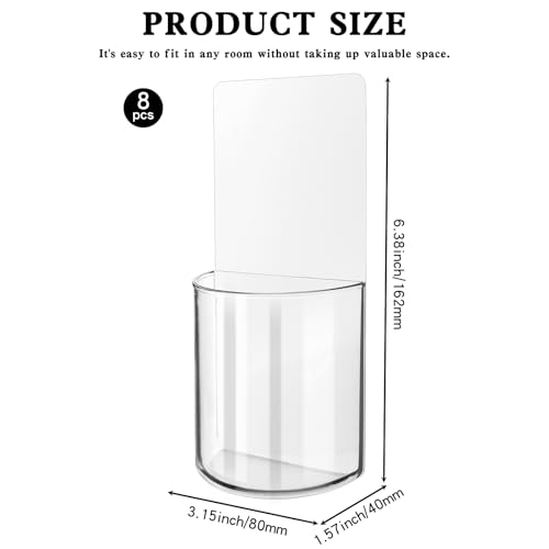 RETON 8 Pack Fernbedienungshalter Wandmontage, Acryl-Fernbedienungshalter, klare Medien-Aufbewahrungsbox für TV-Fernbedienung, selbstklebender transparenter Stifthalter für Make-up-Pinsel, Schlüssel,