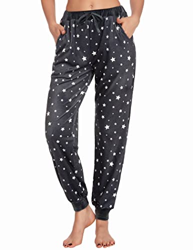 Ekouaer Women Velvet Lounge Pants Soft Pajama Pants With Pocket Warm Bottoms Drawstring Pj Pants #TOP18