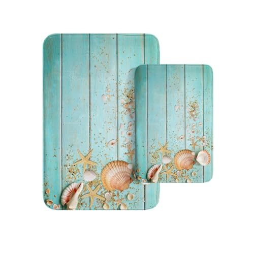 Britimes Bathroom Rug Mat Set of 2, 16x24 and 20x32 Inch, Boho Beach
