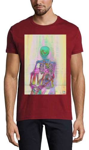 T-shirt squelette transcendental homme coton bordeaux trippy