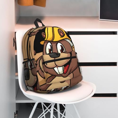 Sac à dos imperméable et décontracté à motif castor