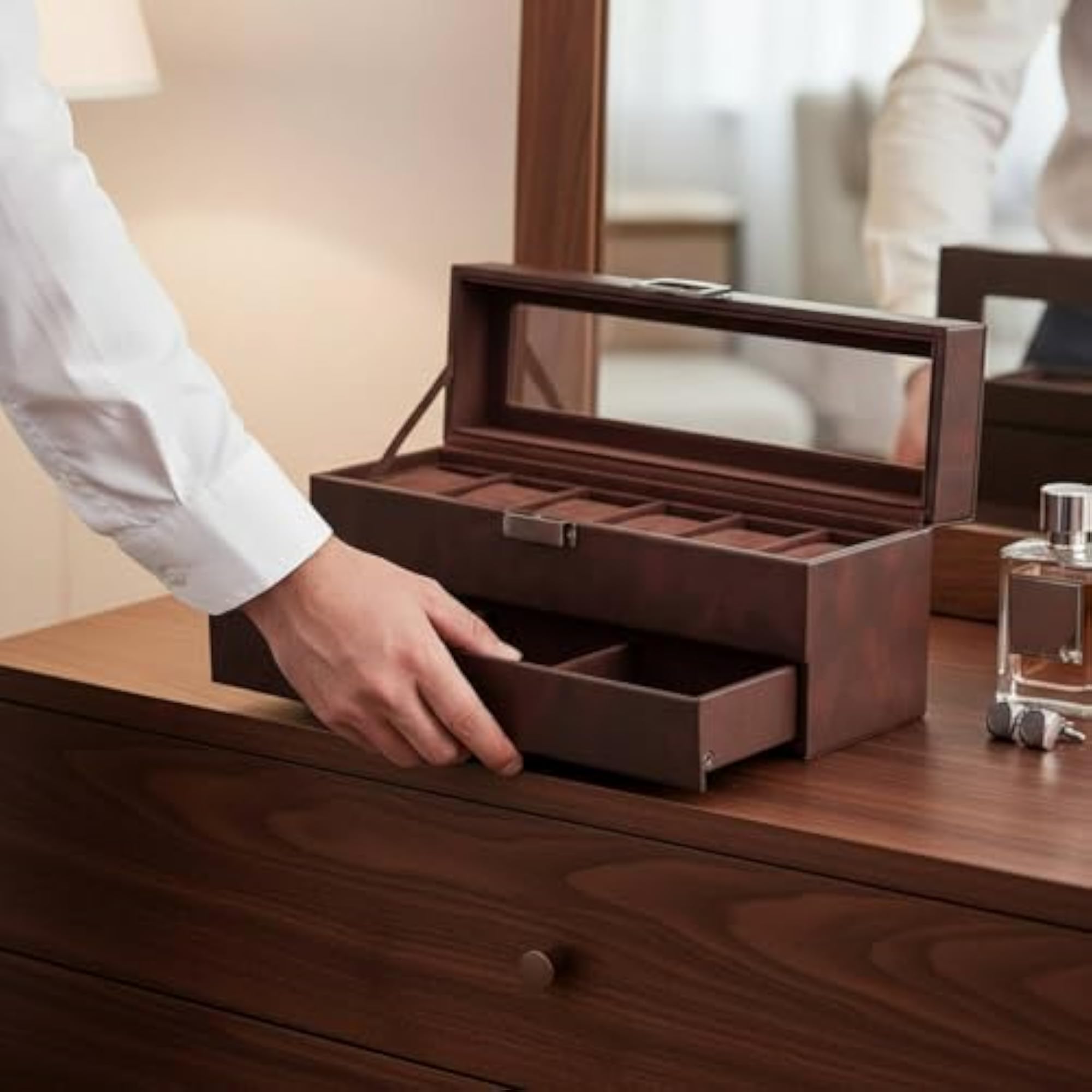 Clear Lid Two-Tier Watch Box
