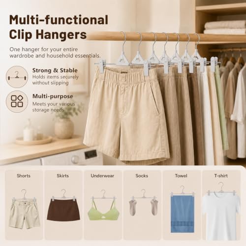 UEAKPIC Stackable Pants Hangers with Adjustable Clips 30 Pack, Gray by UEAKPIC - Used condition - Image 8