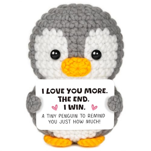 HeyPieces Anniversary Couple Gifts for Men Women, Positive Crochet Penguin
