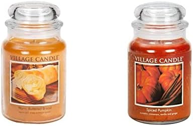 Village Candle Warm Buttered Bread and Spiced Pumpkin Large Glass Apothecary Jar Scented Candles