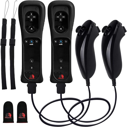 Digital Dynasty 2 Pack Motion Plus Wii Controller with Nunchuks - Wii Remote with Nunchuks Compatible with Nintendo Wii & Wii U (Black) by Digital Dynasty - Used condition - US$26.38
