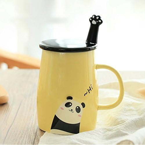 Angelice Home Cute Kitty Mug Funny Ceramic Cofffee Mug with Stainless Steel Paw Spoon, Novelty Coffee Mug for Crazy Cat Lovers