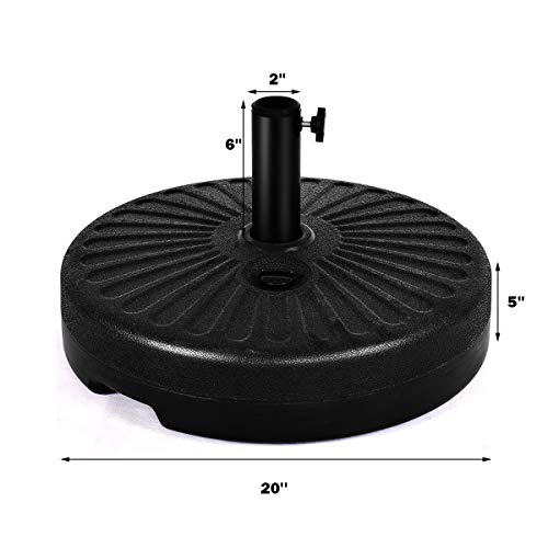 Giantex 23L Round Water/Sand Filled Patio Umbrella Base, 20" Heavy Duty Outdoor Umbrella Stand, Self-Fillable Outdoor Market Umbrella Holder, Suit For Dia 1.9'' Umbrella Pole #TOP6