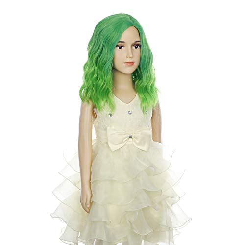 Image of PATTNIUM Kids Green Wig Short Wavy Ombre Green Wig for Girls Cosplay Party Costume Synthetic Hair Wigs
