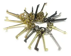 Metal Magery Skeleton Key Set Reproduction for Antique Furniture - Cabinet Doors, Grandfather Clocks, Dresser Drawers, Roll Top Desk Locks | Set of 20 Keys