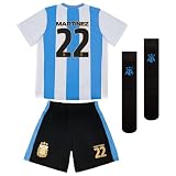 Icon Sports Officially Licensed Argentine Football Federation Lautaro Martínez Fan Pack - 3-Piece Soccer Set - Game Day Shirt, Shorts & Socks - Unisex Kids - AFA001UF Light Blue YL